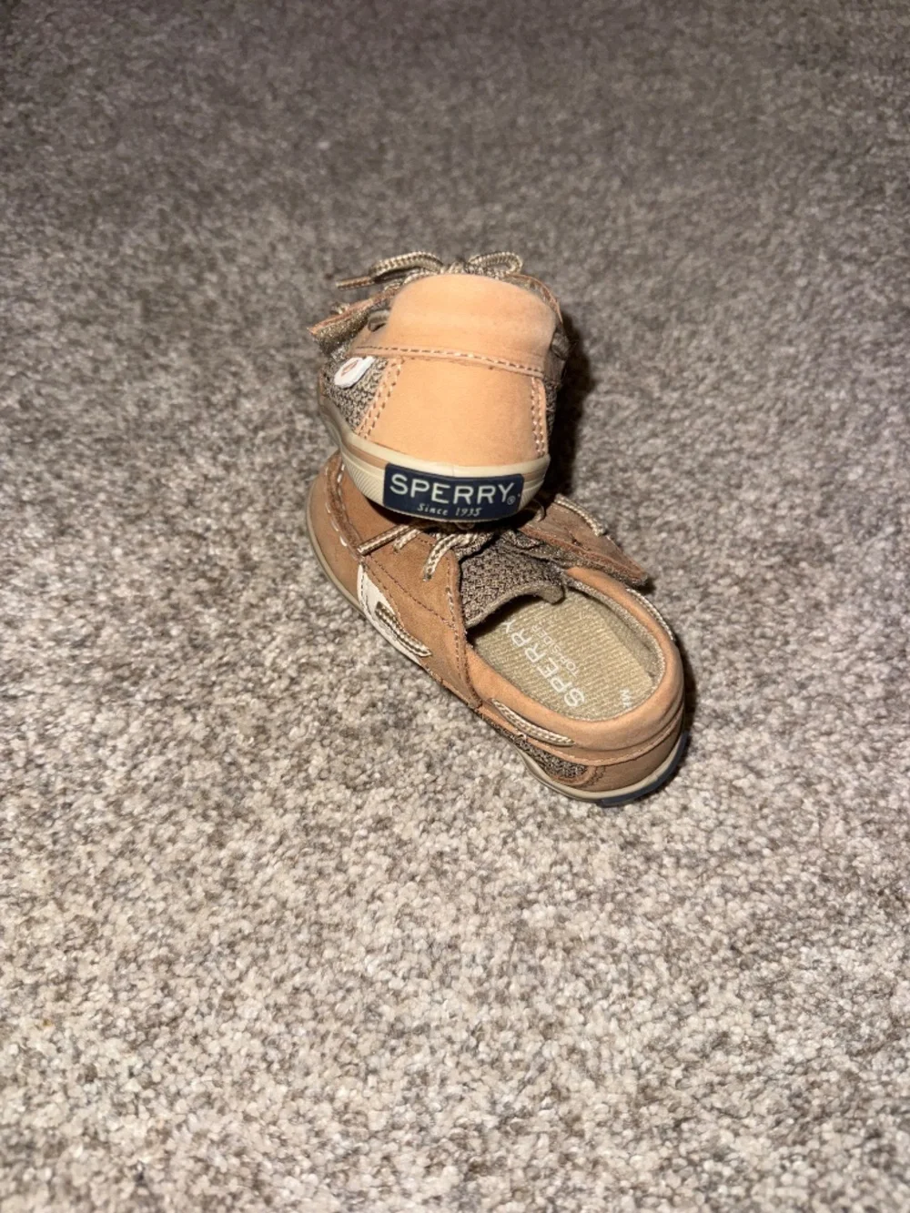 Sperry Top-Sider Bluefish Crib Jr Toddler Brown Leather Boat Shoes Size 3M